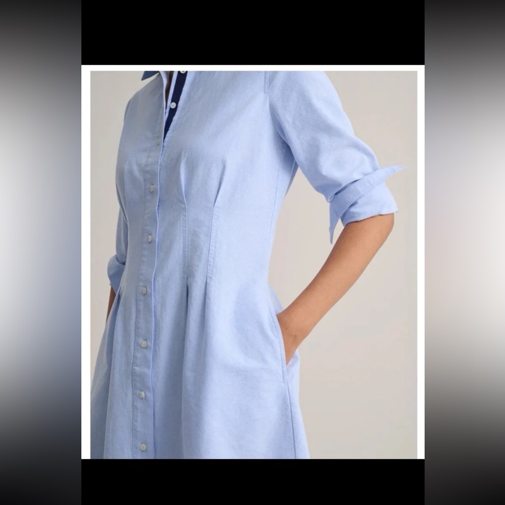 Untuckit Cotton Oxford Jules Shirt Dress in Light Blue
 size 12 - Picture 3 of 12